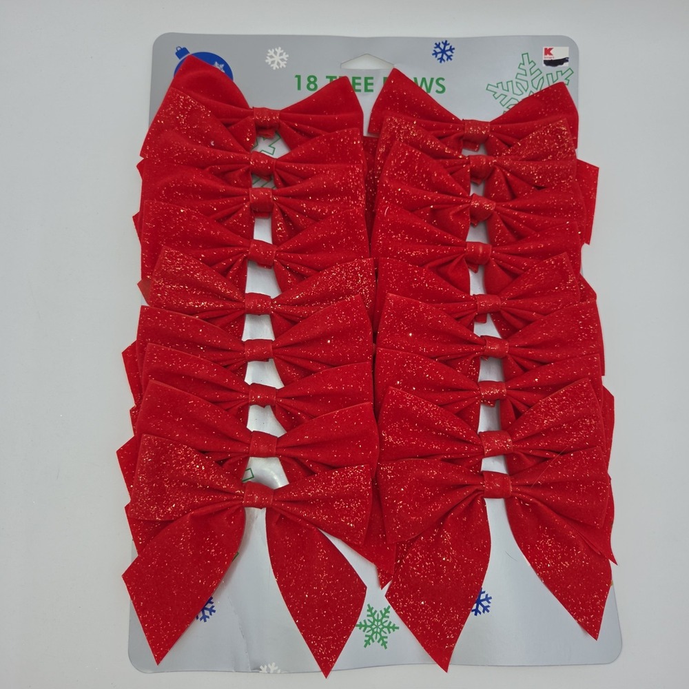 Vintage 18 Tree Bows Red Velvet Glittery -Kmart Corporation